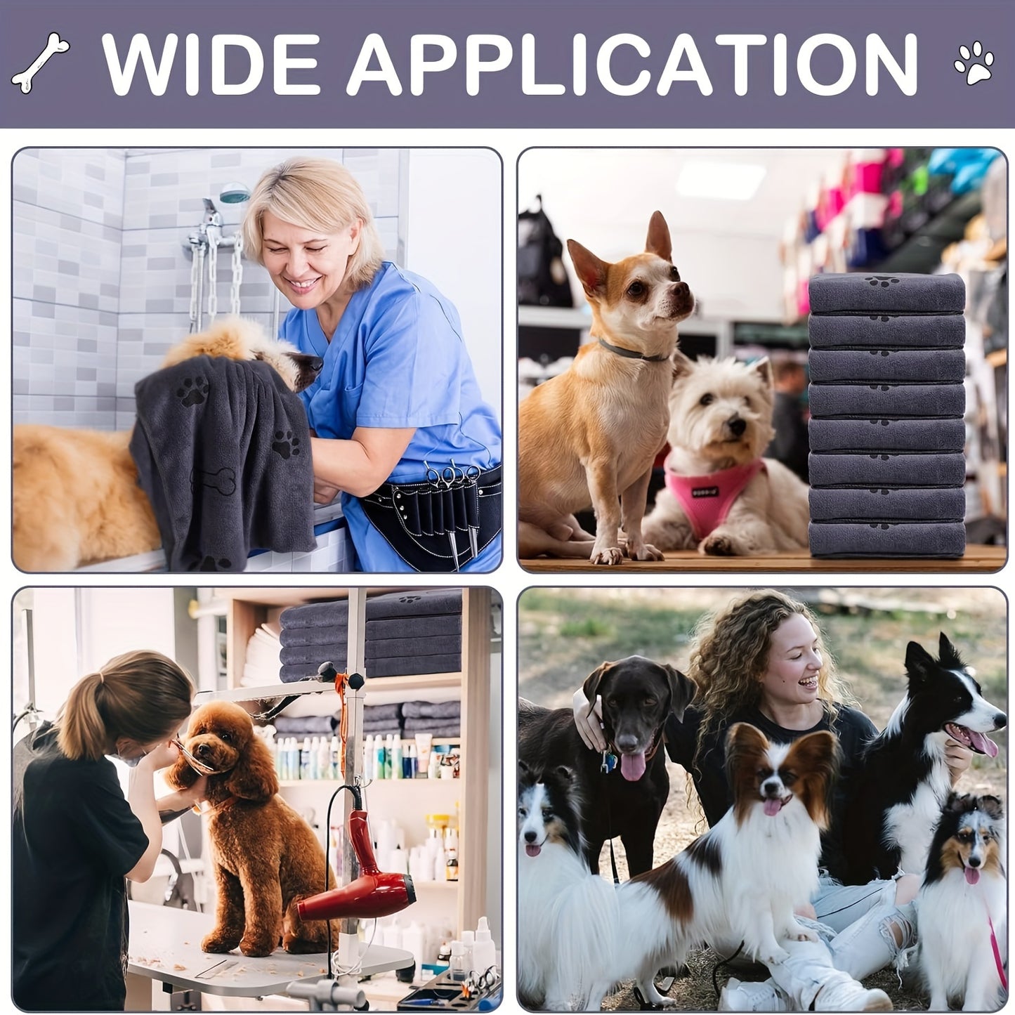 Serviette pour Chien et Chat – Serviette de Bain Absorbante en Microfibre – Séchage Rapide – Idéale pour Chiens Moyens, Chiots et Chats – Produit de Toilette pour Animaux