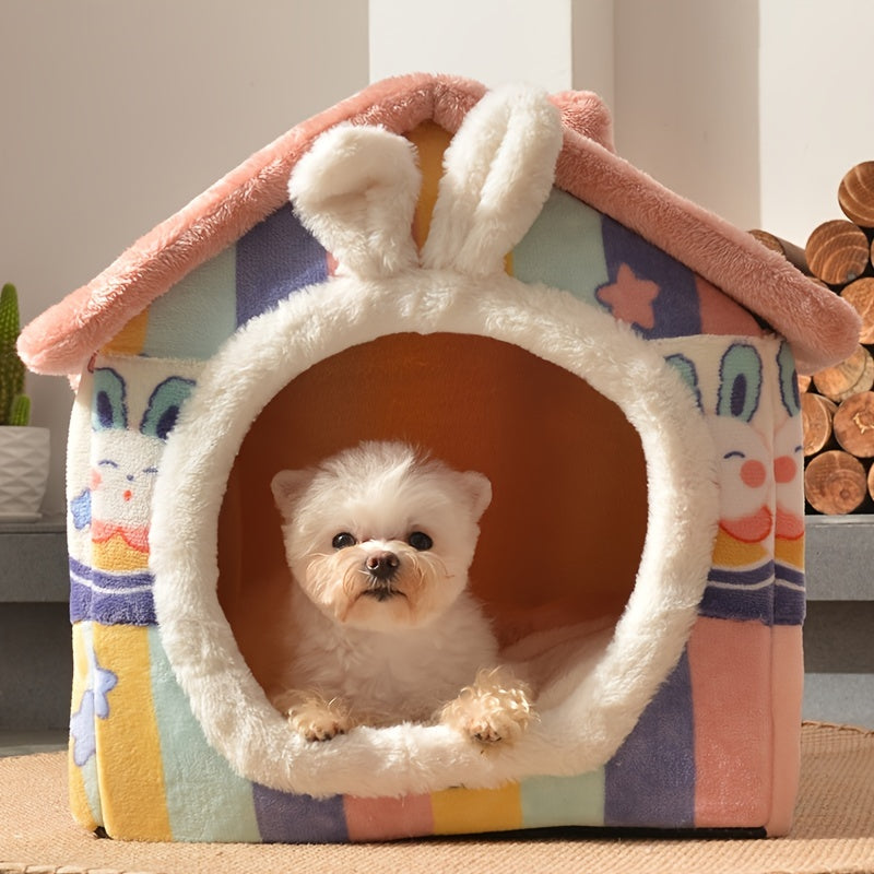 Niche Douillette 4 Saisons pour Chien – Lavable, Détachable et Ultra-Confortable avec Coussin Intégré