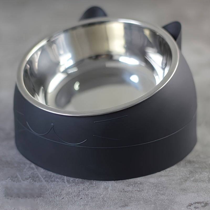 Set de Gamelles pour Chien et Chat – Bol en Acier Inoxydable et Support en Plastique – Design Cartoon Ludique – Sans Pile