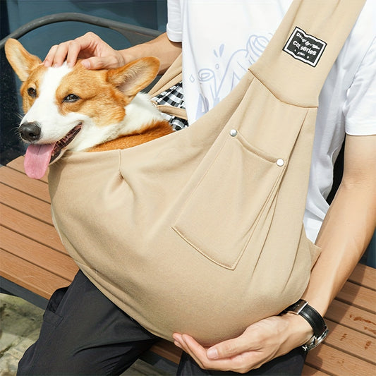Sac Bandoulière Respirant pour Animaux – 1 Pièce – Coloris Kaki – Transporteur Léger pour Chats & Petits Chiens – Idéal pour les Voyages et Sorties Extérieures