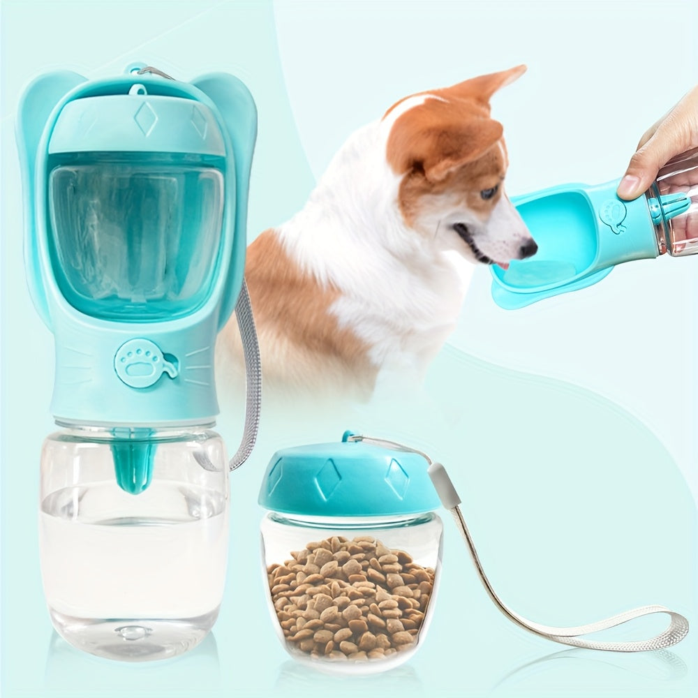 Gourde de Voyage 2-en-1 pour Chien et Chat – Distributeur d’Eau + Compartiment à Nourriture Intégré