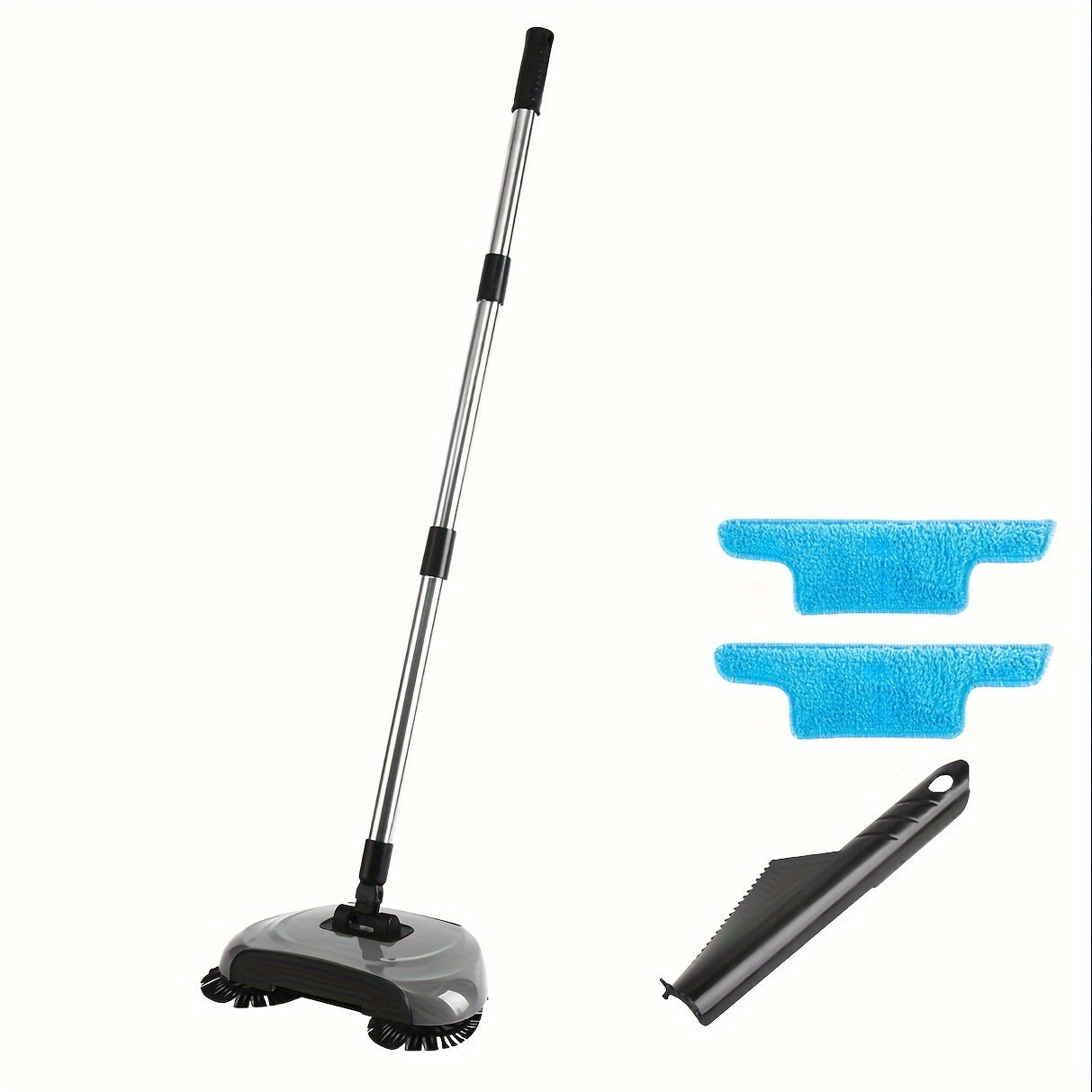 Balayeuse 3-en-1 Multifonction à Poussée Manuelle – Aspirateur, Balai et Serpillière pour Sols Secs & Humides