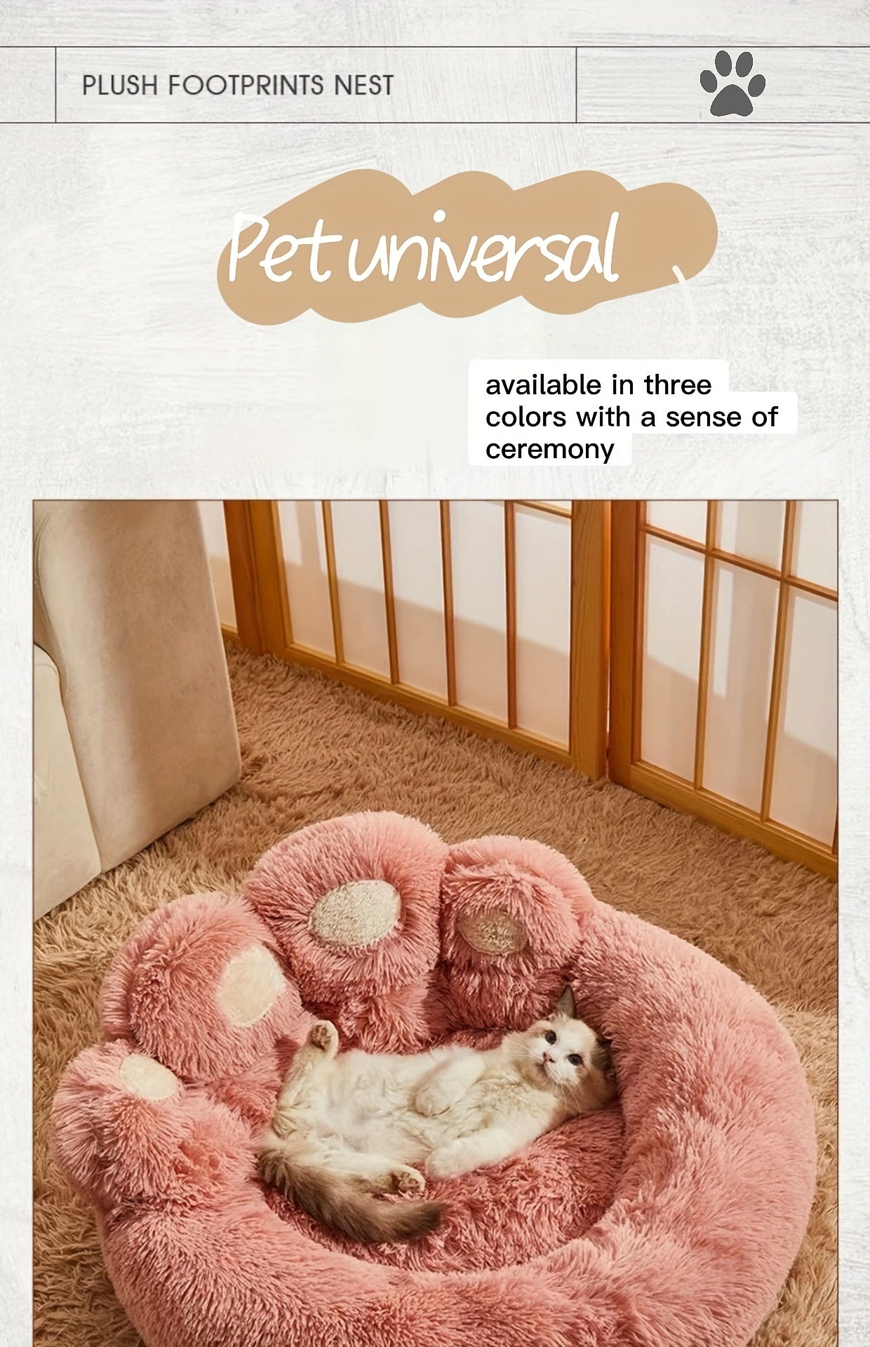 Lit pour Chien en Forme de Patte d’Ours – Nid Douillet en Peluche Longue, Coussin Ultra Moelleux pour le Sommeil et la Sieste des Chiens et Chats