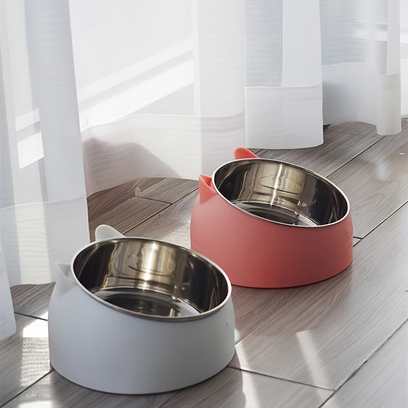 Set de Gamelles pour Chien et Chat – Bol en Acier Inoxydable et Support en Plastique – Design Cartoon Ludique – Sans Pile