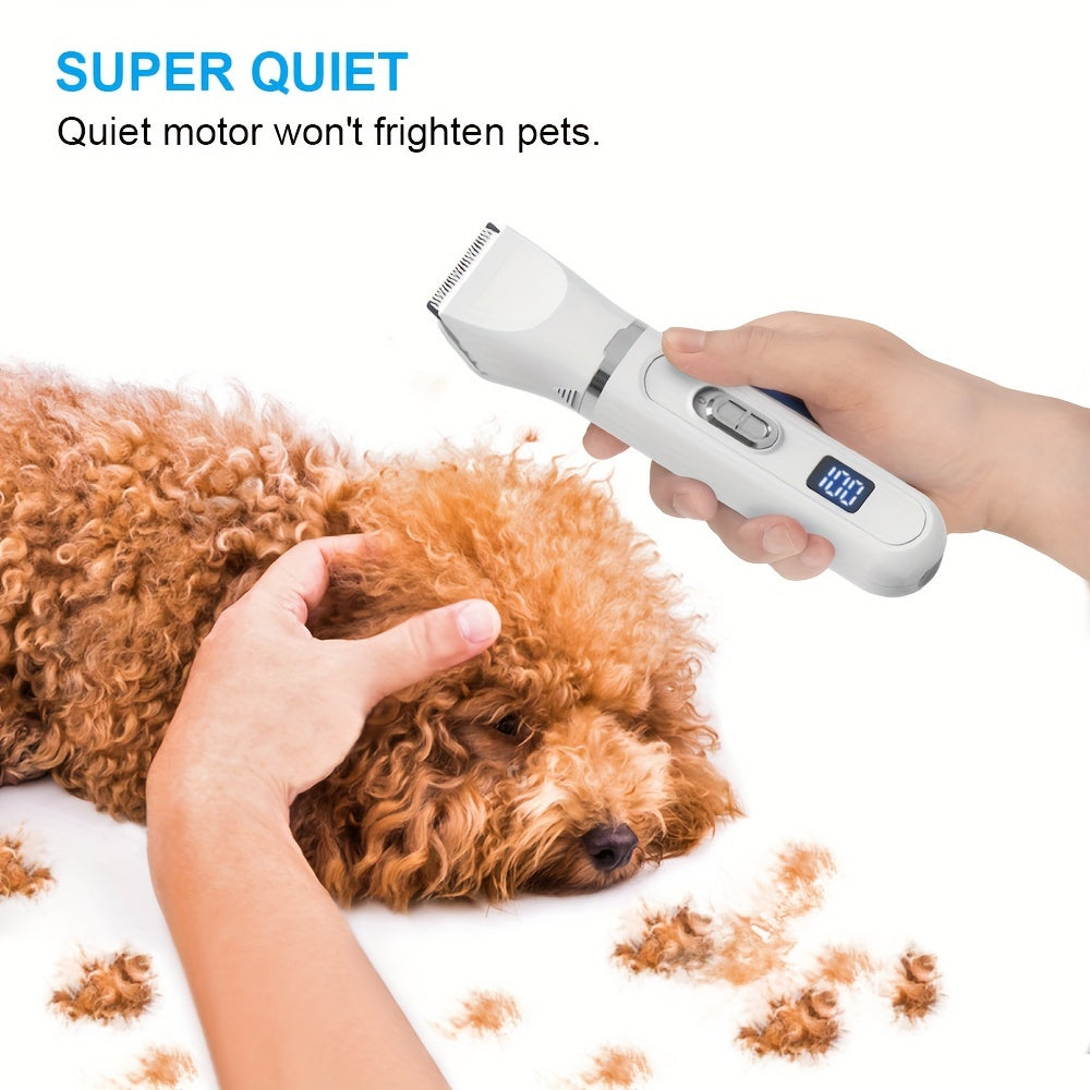 Tondeuse Électrique 4-en-1 pour Chiens et Chats – Kit de Toilettage Silencieux Rechargeable USB – Rasoir pour Animaux à Faible Bruit – Idéal pour Petits et Moyens Chiens et Chats