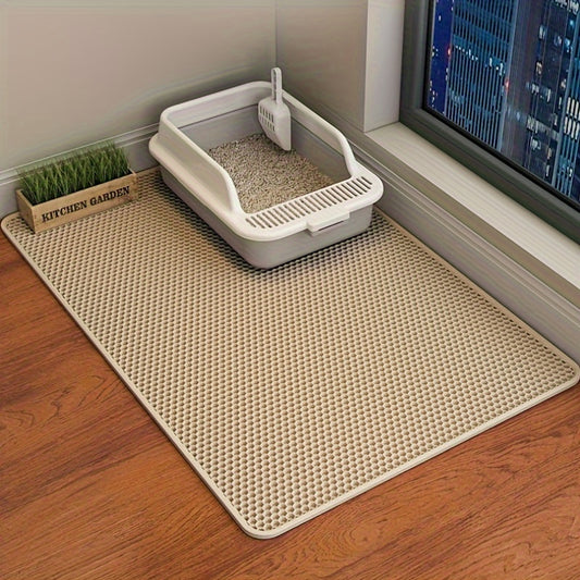 Tapis de Litière pour Chat – Double Couche Antiprojection – Tapis de Sol Antipoussière pour Capturer les Grains – Tapis de Nettoyage pour Animaux
