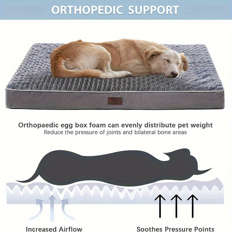 Lit Orthopédique Gris pour Chien – Canapé Matelassé à Mémoire de Forme avec Housse Imperméable Amovible