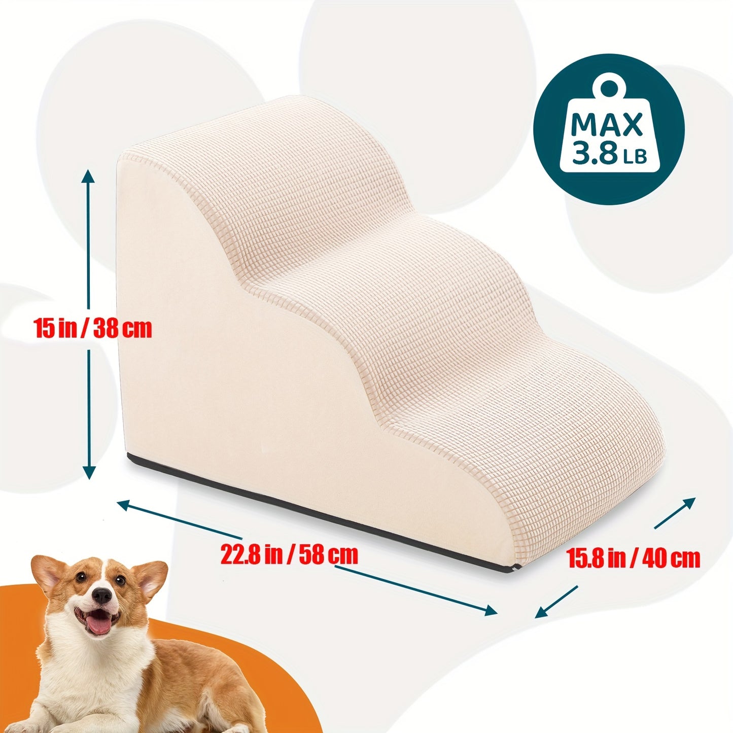 Marches pour Chien ou Chat – Escaliers Antidérapants 2/3/4 Marches, Housse Lavable, Aide à la Montée pour Animaux Âgés ou Blessés