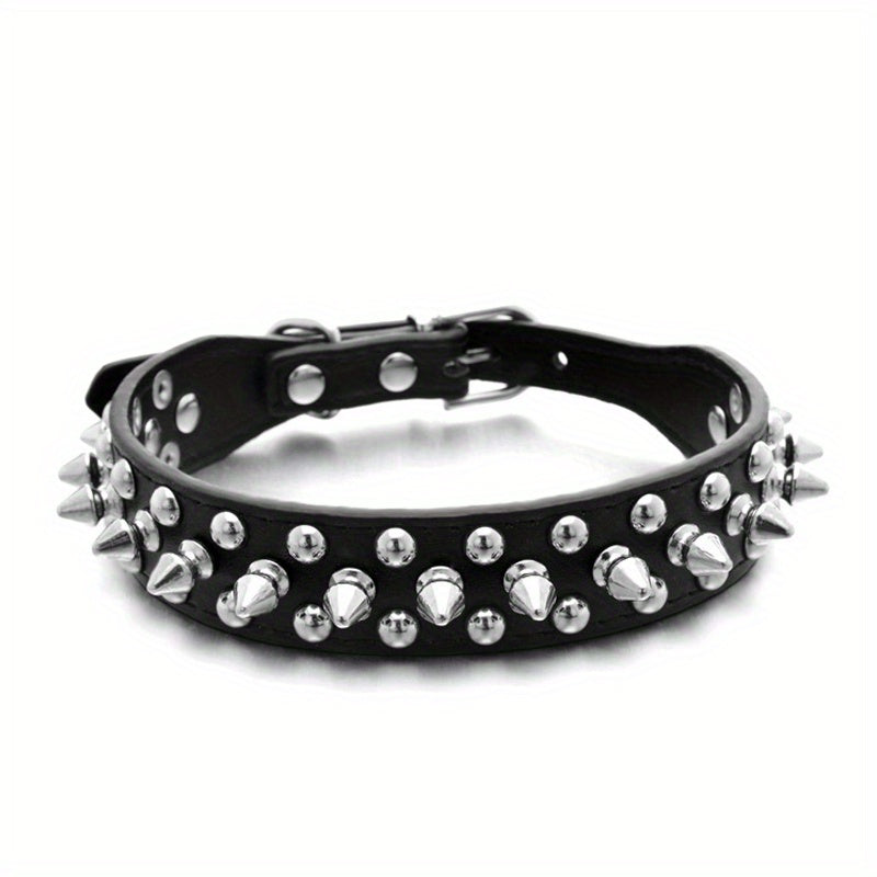 Collier pour Chien en Similicuir PU avec Clous et Rivets – Style Rock pour Petits et Moyens Chiens