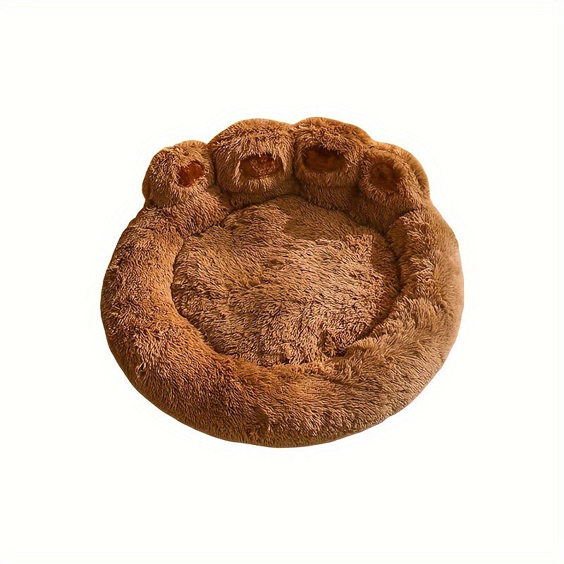 Lit pour Chien en Forme de Patte d’Ours – Nid Douillet en Peluche Longue, Coussin Ultra Moelleux pour le Sommeil et la Sieste des Chiens et Chats