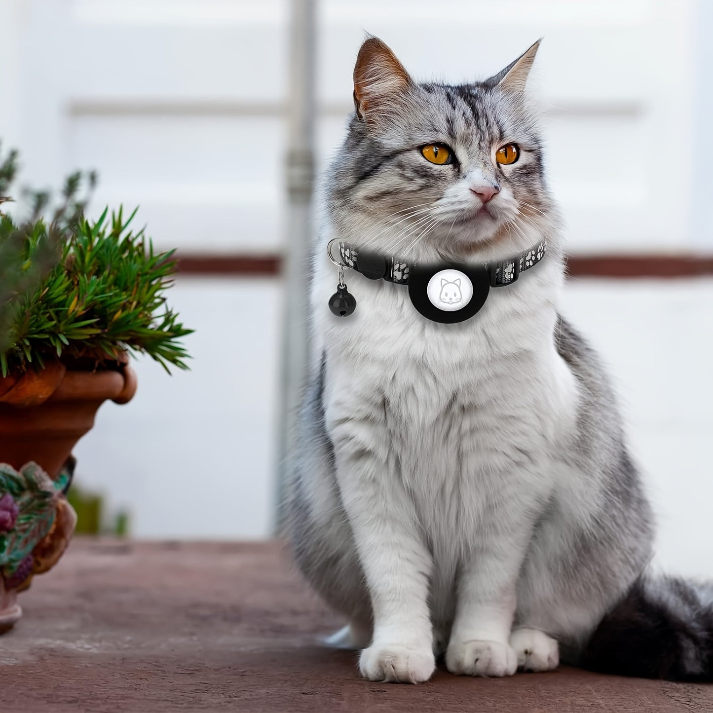 Lot de 2 Colliers pour Chat avec Support AirTag – Collier Sécurité Réfléchissant avec Clochette – Boucle Anti-étranglement – Réglable 17,8 à 30,5 cm – Pour Chats Femelles et Mâles