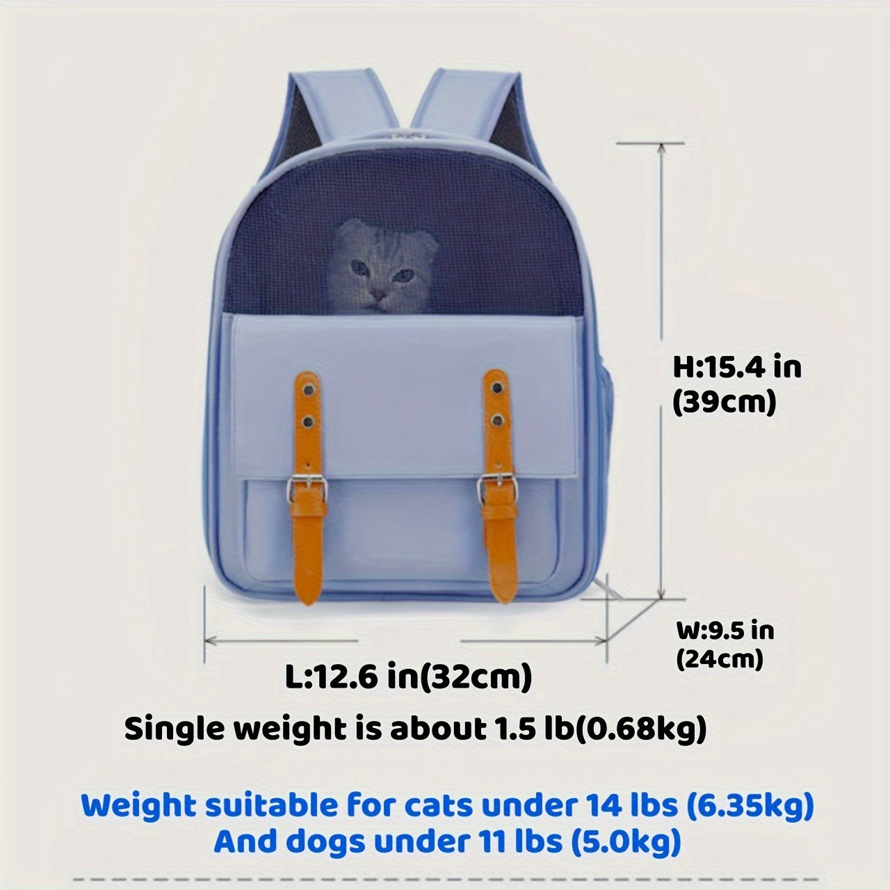 Sac à Dos Respirant pour Chats et Petits Chiens – Grande Capacité & Confort Optimal