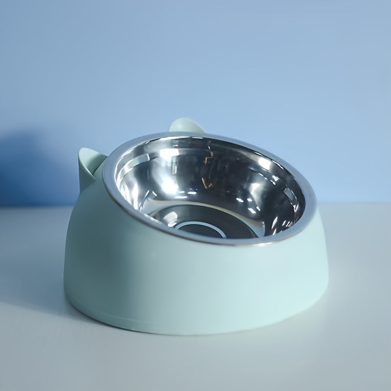 Set de Gamelles pour Chien et Chat – Bol en Acier Inoxydable et Support en Plastique – Design Cartoon Ludique – Sans Pile