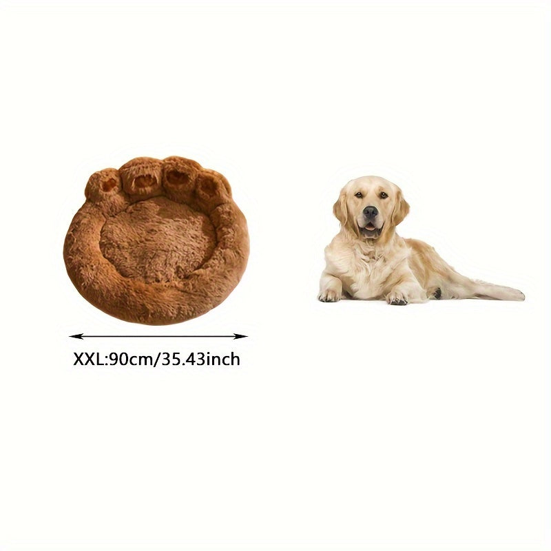 Lit pour Chien en Forme de Patte d’Ours – Nid Douillet en Peluche Longue, Coussin Ultra Moelleux pour le Sommeil et la Sieste des Chiens et Chats