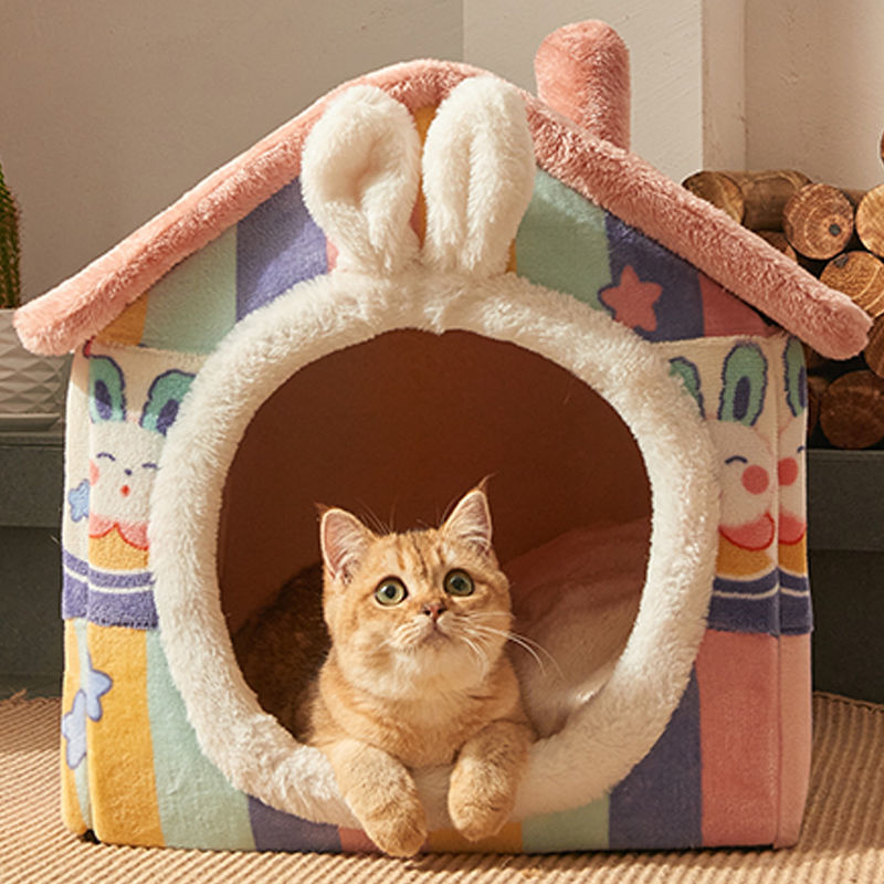 Niche Douillette 4 Saisons pour Chien – Lavable, Détachable et Ultra-Confortable avec Coussin Intégré