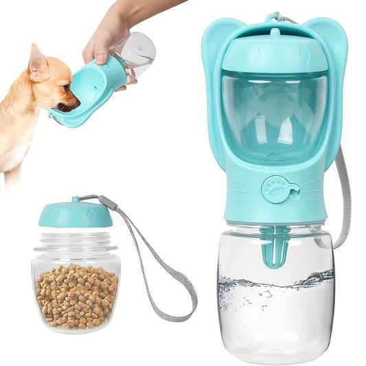 Gourde de Voyage 2-en-1 pour Chien et Chat – Distributeur d’Eau + Compartiment à Nourriture Intégré