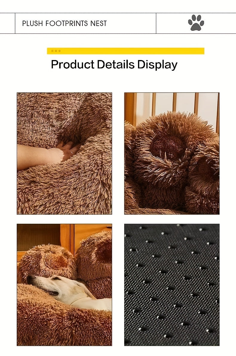 Lit pour Chien en Forme de Patte d’Ours – Nid Douillet en Peluche Longue, Coussin Ultra Moelleux pour le Sommeil et la Sieste des Chiens et Chats