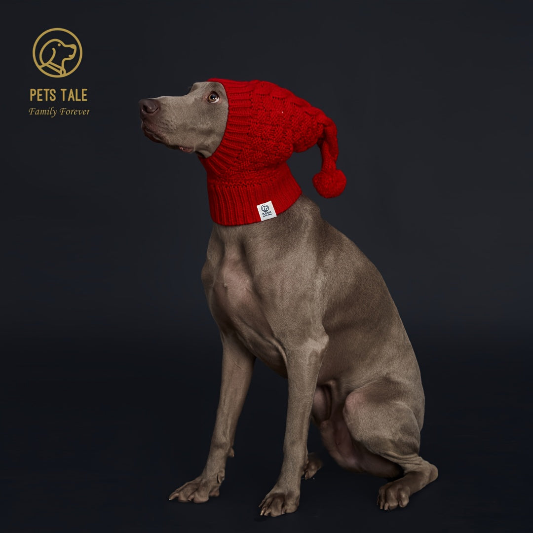 Bonnet Chaud pour Chien – Casquette d’Hiver Unicolore avec Pompon – Accessoire Tendance et Confortable pour Animaux – Coloris Rouge