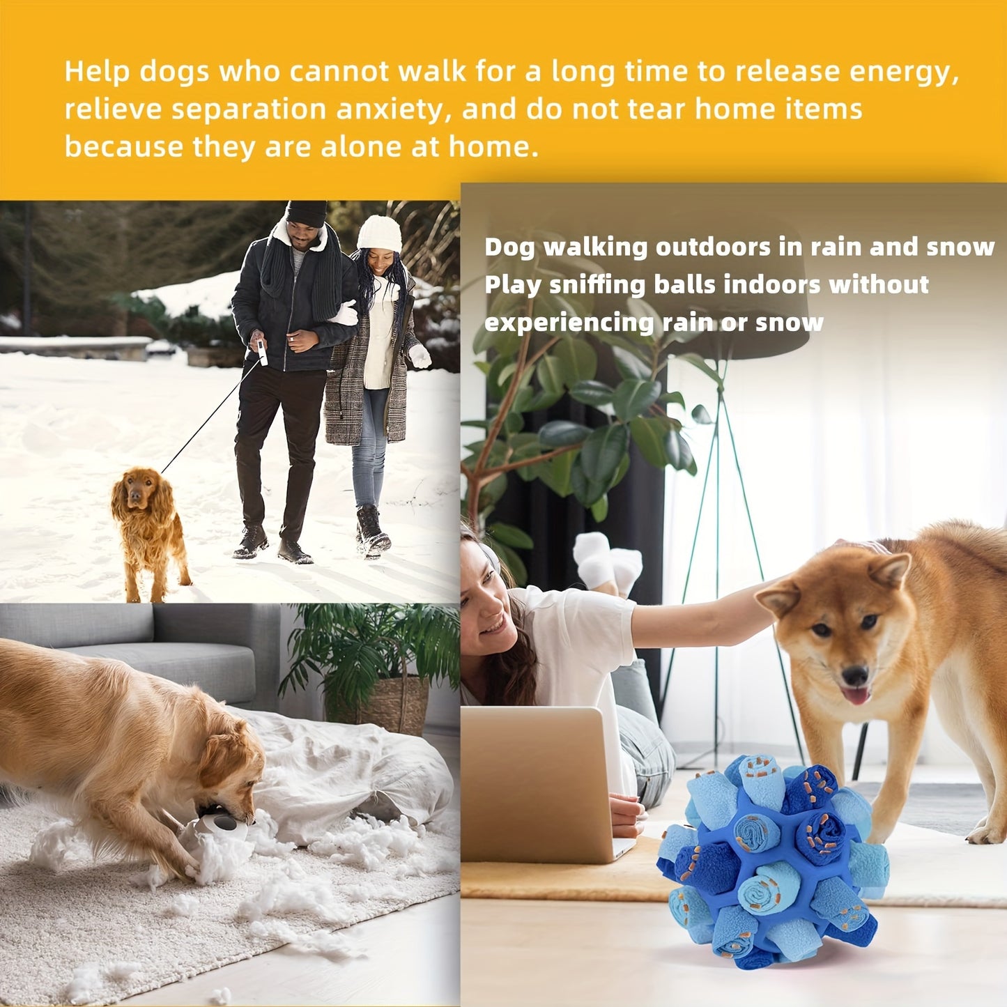 Jouet Interactif en Peluche pour Chien – Balle à Friandises, Jeu de Flair, Mâchouille & Nettoyage des Dents