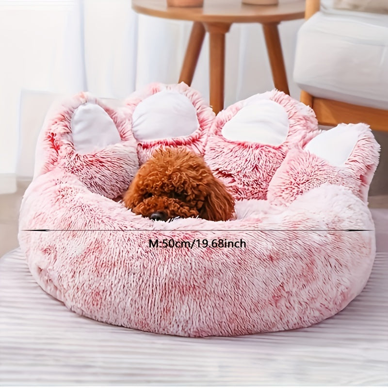 Lit pour Chien en Forme de Patte d’Ours – Nid Douillet en Peluche Longue, Coussin Ultra Moelleux pour le Sommeil et la Sieste des Chiens et Chats