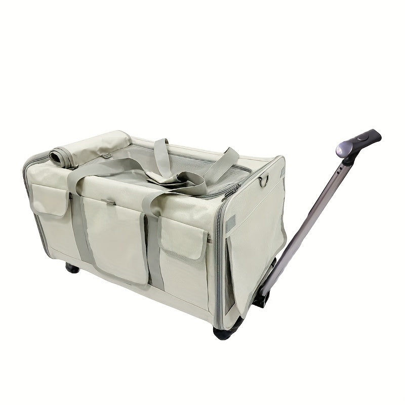 Chariot de Transport pour Animaux – Très Grand Format – Sac de Voyage Pliable pour Chien et Chat – Structure Amovible avec Roues – Cage Trolley Portable