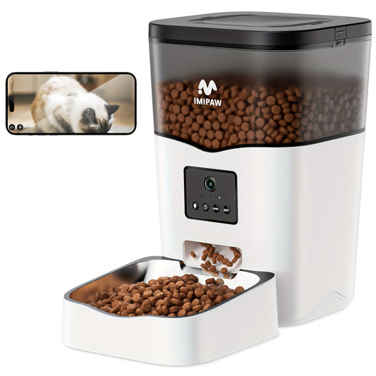 Distributeur Automatique de Nourriture pour Animaux avec Caméra – 3L – Connecté Wi-Fi avec Contrôle à Distance – Enregistreur Vocal 10s – Gamelle Inox – Pour Chats et Chiens d’Intérieur