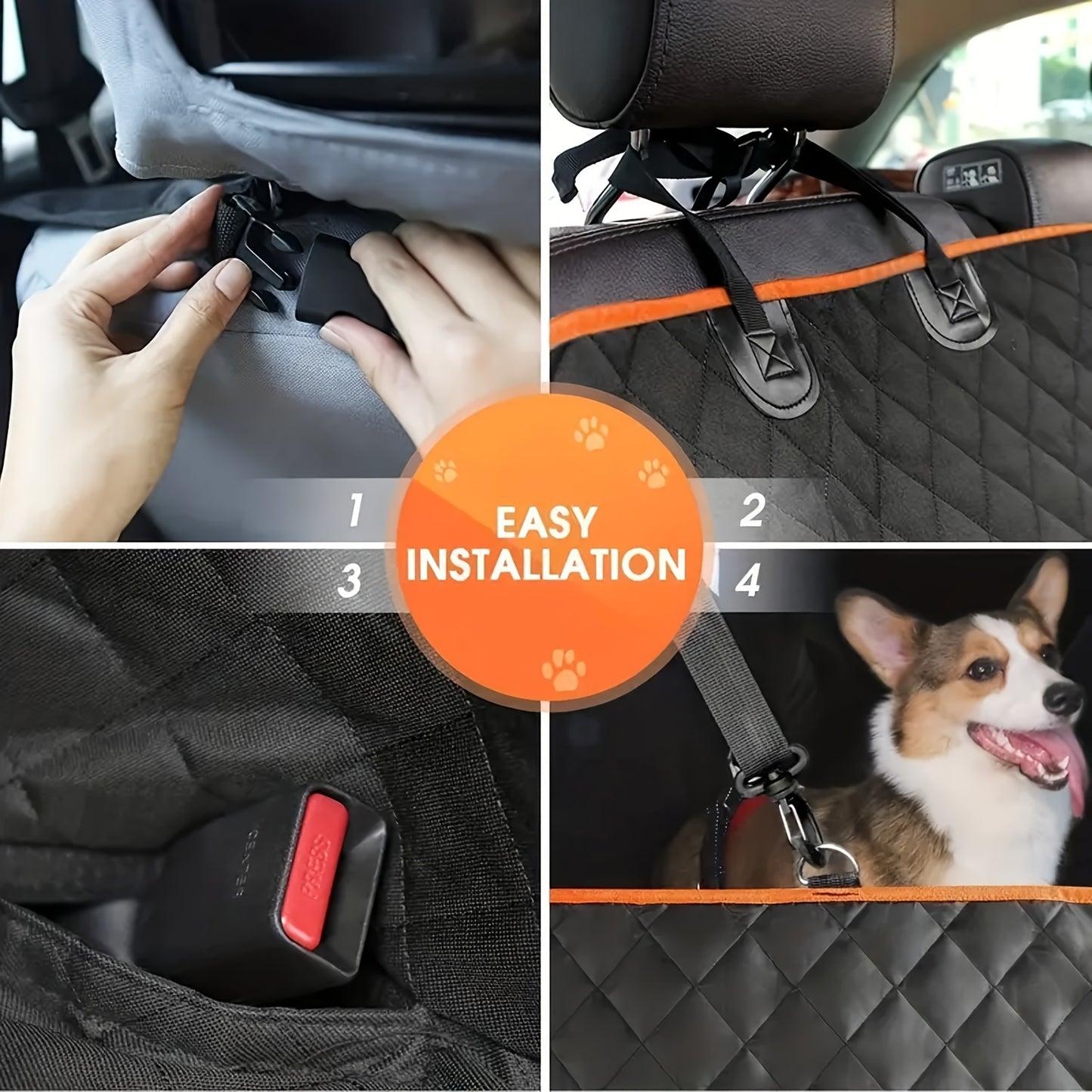 Tapis de Voiture pour Chien – Grand Format pour Coffre SUV, Résistant & Confortable, avec 4 Poches de Rangement