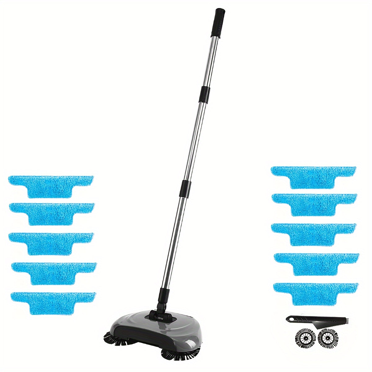 Balayeuse 3-en-1 Multifonction à Poussée Manuelle – Aspirateur, Balai et Serpillière pour Sols Secs & Humides