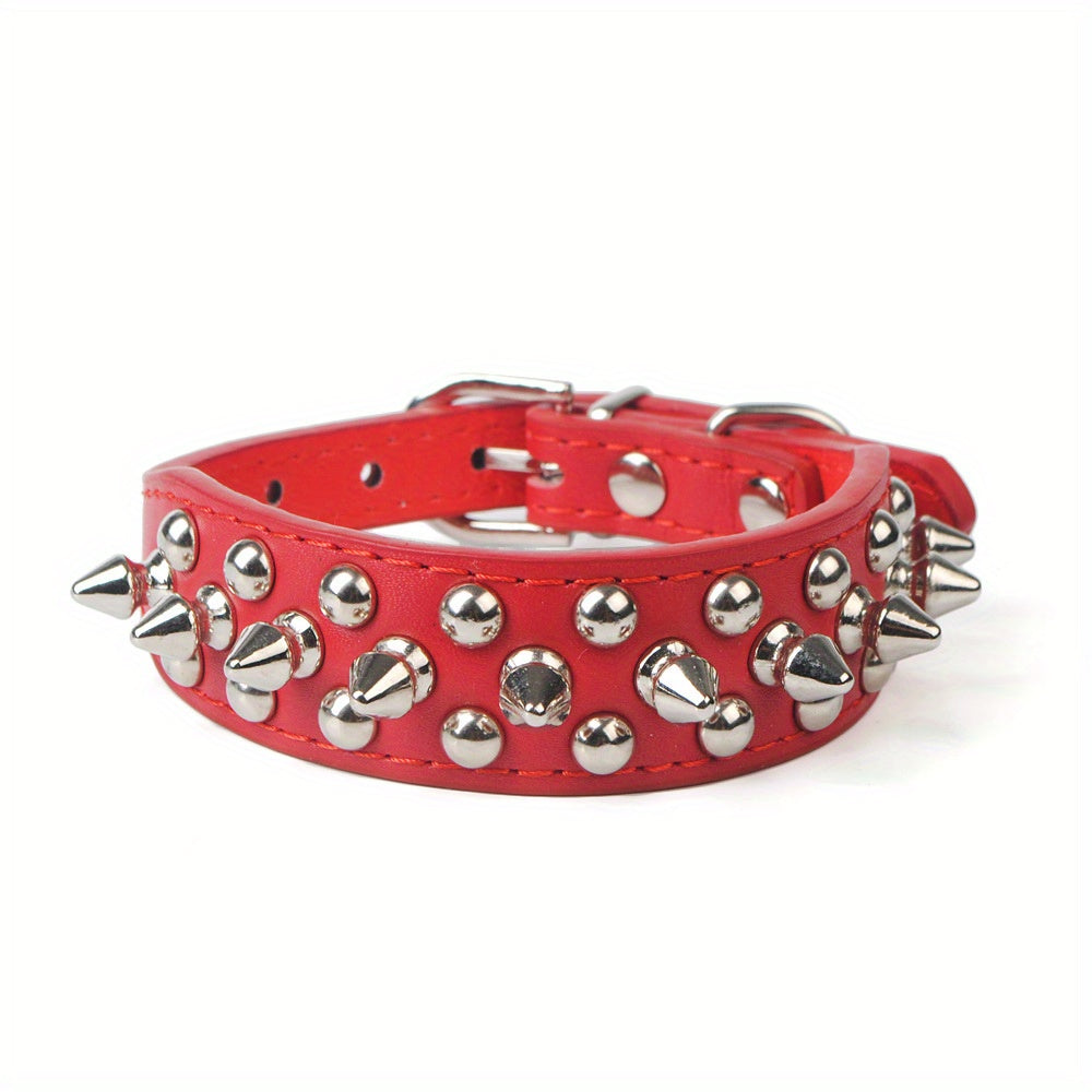 Collier pour Chien en Similicuir PU avec Clous et Rivets – Style Rock pour Petits et Moyens Chiens