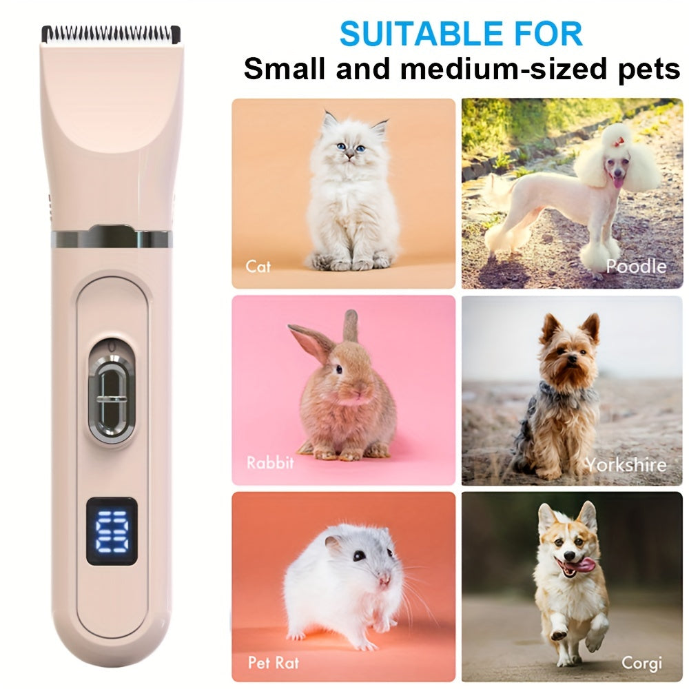 Tondeuse Électrique 4-en-1 pour Chiens et Chats – Kit de Toilettage Silencieux Rechargeable USB – Rasoir pour Animaux à Faible Bruit – Idéal pour Petits et Moyens Chiens et Chats