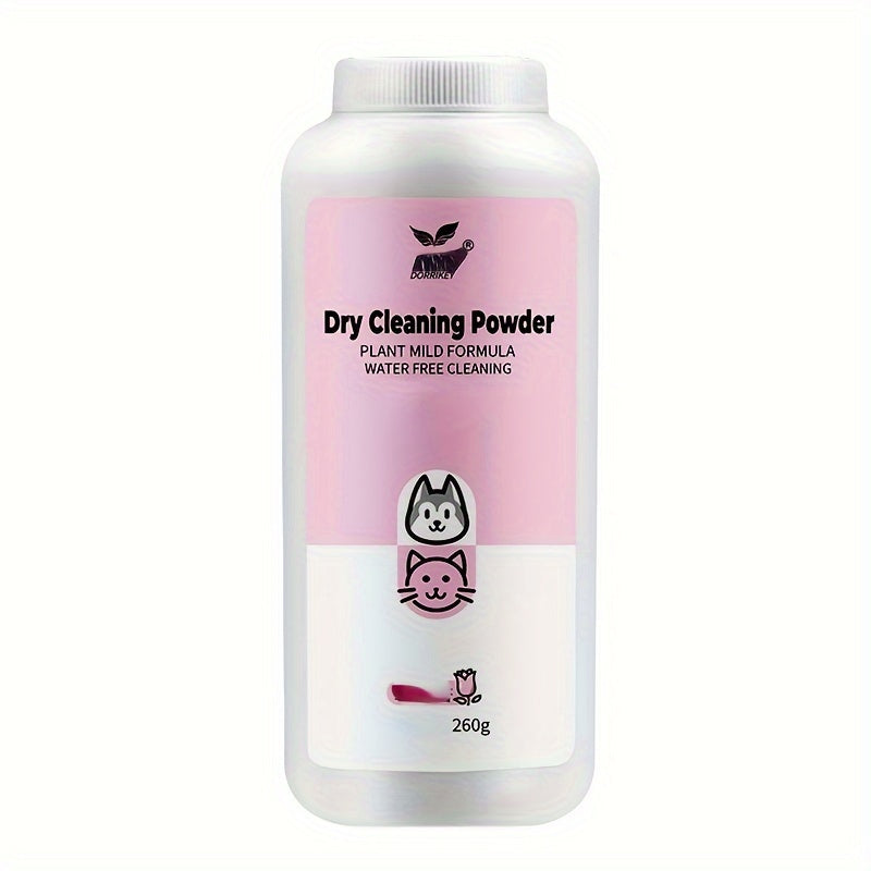Poudre de Nettoyage à Sec pour Animaux – 260g – Shampooing Sans Rinçage pour Chiens, Chats, Chiots et Lapins – Soin Nettoyant Sec et Déodorant