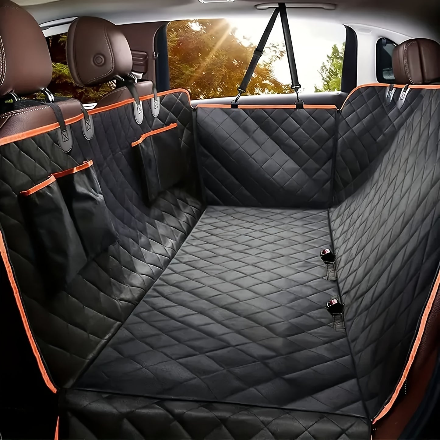 Tapis de Voiture pour Chien – Grand Format pour Coffre SUV, Résistant & Confortable, avec 4 Poches de Rangement
