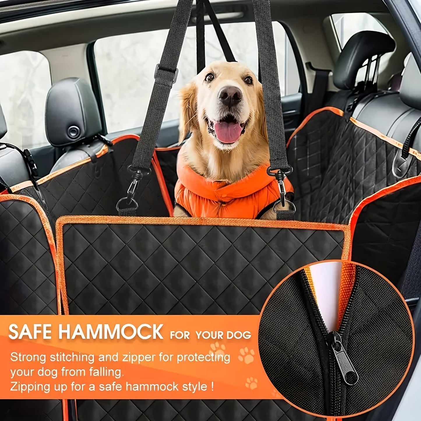 Tapis de Voiture pour Chien – Grand Format pour Coffre SUV, Résistant & Confortable, avec 4 Poches de Rangement