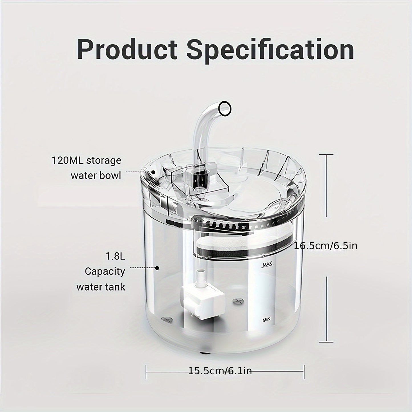 Fontaine à Eau Intelligente pour Chats & Chiens – 1,8 L avec Robinet, Filtration & Réservoir Transparent