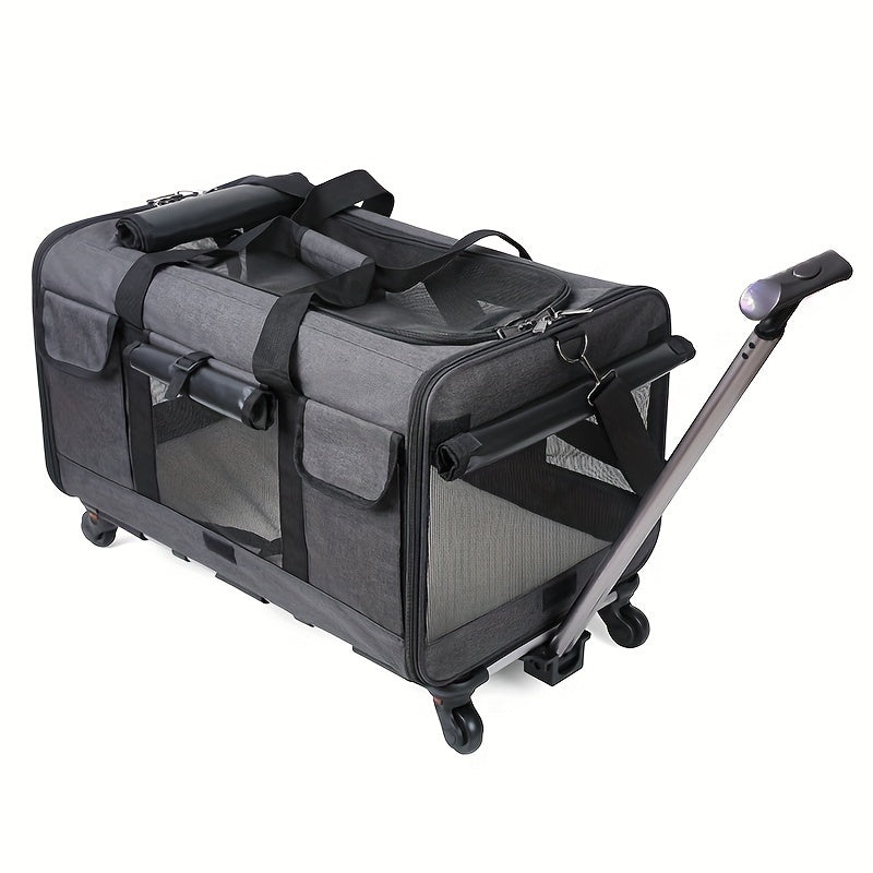 Chariot de Transport pour Animaux – Très Grand Format – Sac de Voyage Pliable pour Chien et Chat – Structure Amovible avec Roues – Cage Trolley Portable