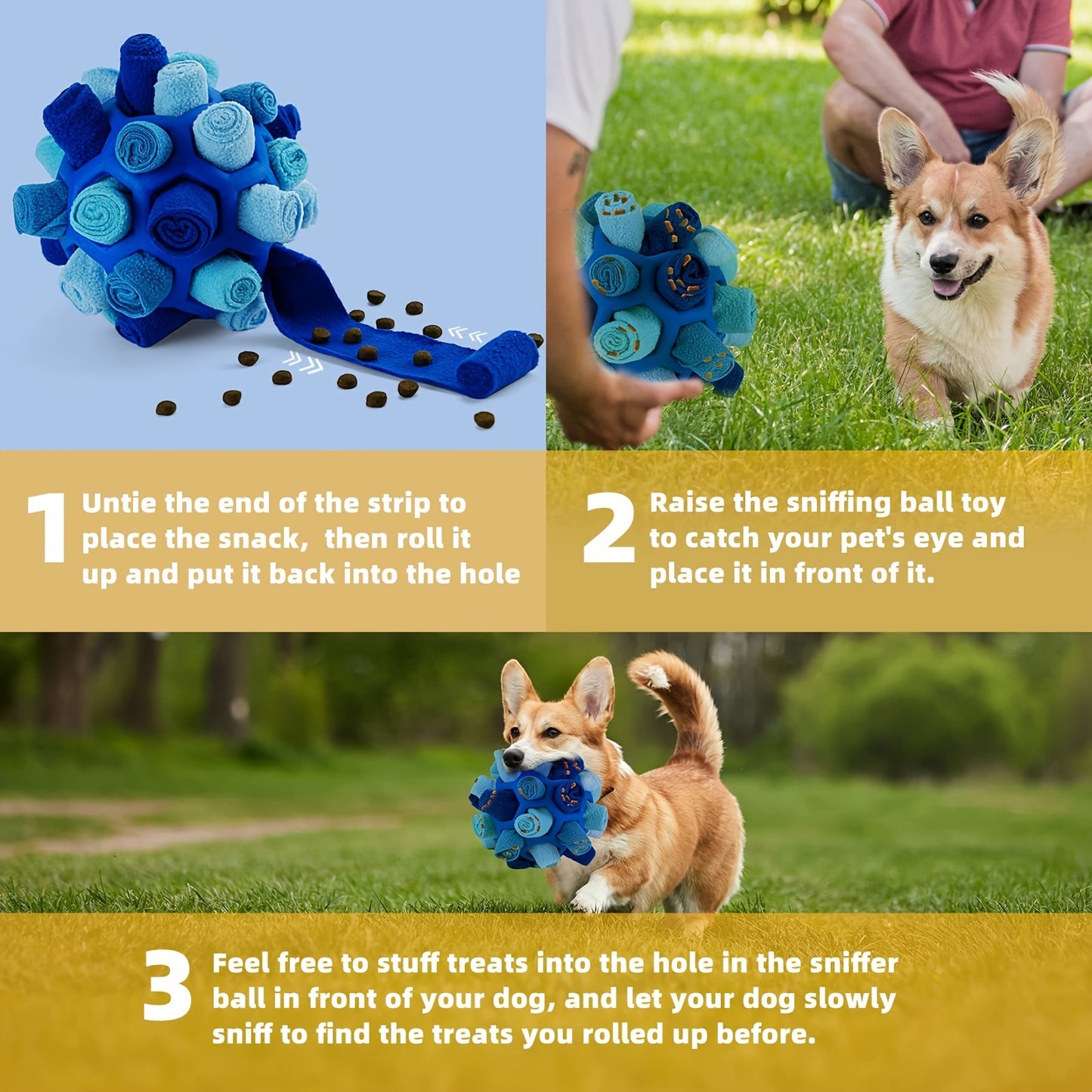 Jouet Interactif en Peluche pour Chien – Balle à Friandises, Jeu de Flair, Mâchouille & Nettoyage des Dents