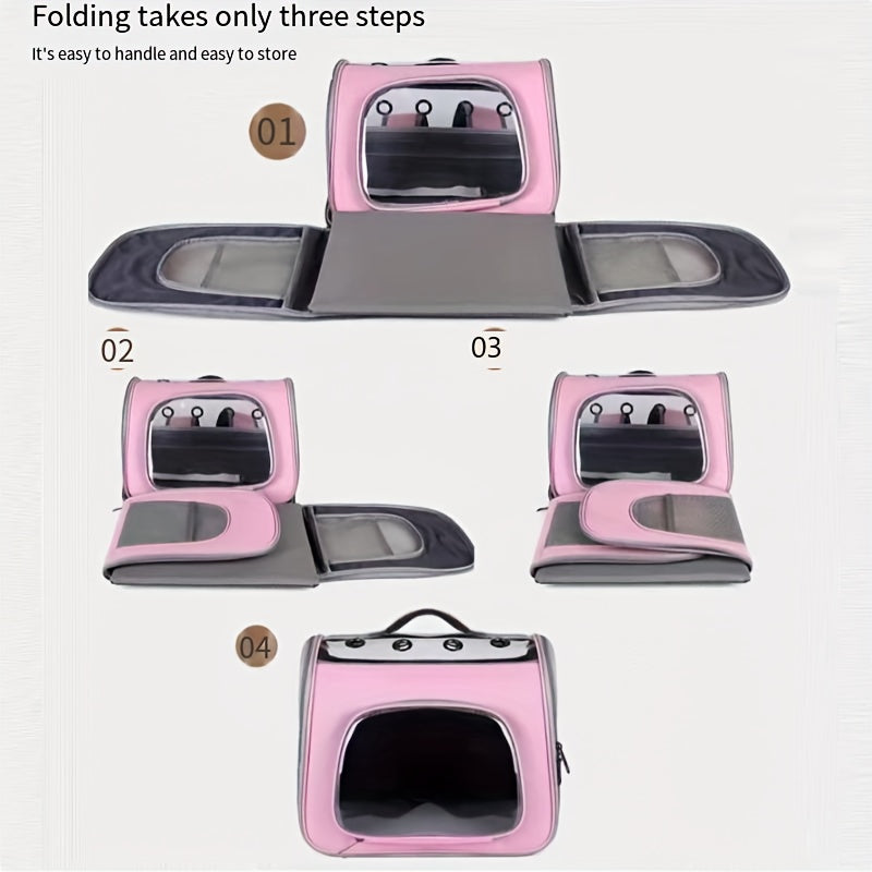 Sac à Dos de Transport pour Animaux – Maille Respirante, Grande Capacité – Sac Pliable et Portable pour Chats et Chiens – Fermeture Éclair Sécurisée