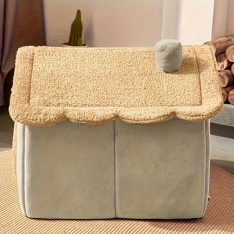 Maison Douillette en Forme de Cabane pour Chien et Chat – Lit pour Animaux Lavable, Chaud & Confortable Toutes Saisons