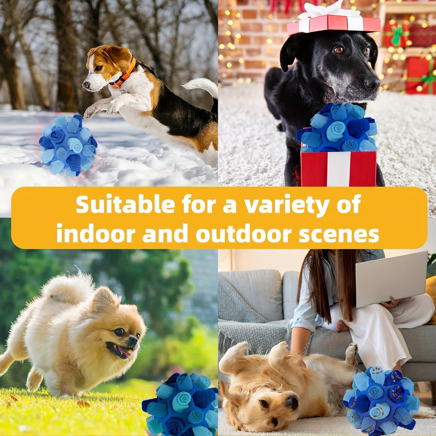 Jouet Interactif en Peluche pour Chien – Balle à Friandises, Jeu de Flair, Mâchouille & Nettoyage des Dents