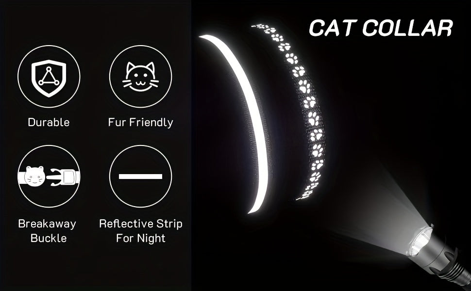 Lot de 2 Colliers pour Chat avec Support AirTag – Collier Sécurité Réfléchissant avec Clochette – Boucle Anti-étranglement – Réglable 17,8 à 30,5 cm – Pour Chats Femelles et Mâles