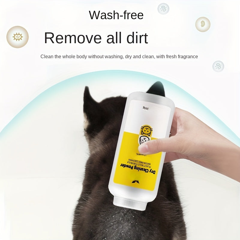 Poudre de Nettoyage à Sec pour Animaux – 260g – Shampooing Sans Rinçage pour Chiens, Chats, Chiots et Lapins – Soin Nettoyant Sec et Déodorant