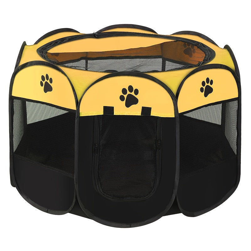 Parc pour Animaux Pliable et Portable – Tente pour Chiots avec Sac de Transport, Gamelle de Voyage Pliable, Toit Amovible Imperméable – Utilisation Intérieure et Extérieure