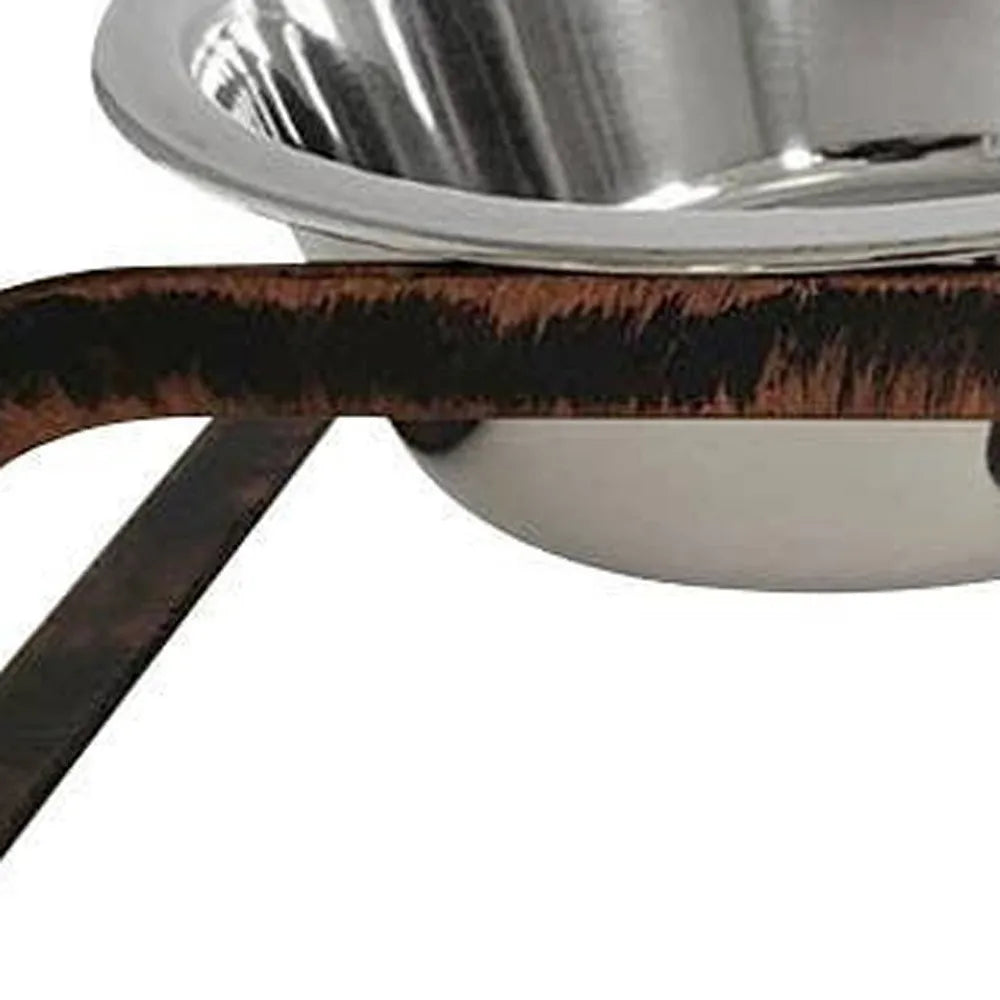 HMS Station d’Alimentation Rustique 2-en-1 pour Animaux – Support Élevé avec Deux Bols de 470 ml (16 oz), Idéal pour Chiens, Chats, et Petits Animaux – Parfait pour l’Extérieur et le Voyage
