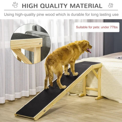 Rampe pour Lit de Chien FCJ avec Tapis Antidérapant et Plateforme Supérieure – Idéale pour Chiens, Chats et Propriétaires Soucieux de leur Confort