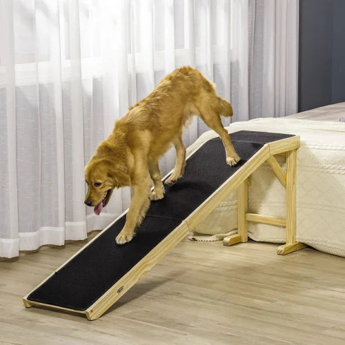 Rampe pour Lit de Chien FCJ avec Tapis Antidérapant et Plateforme Supérieure – Idéale pour Chiens, Chats et Propriétaires Soucieux de leur Confort