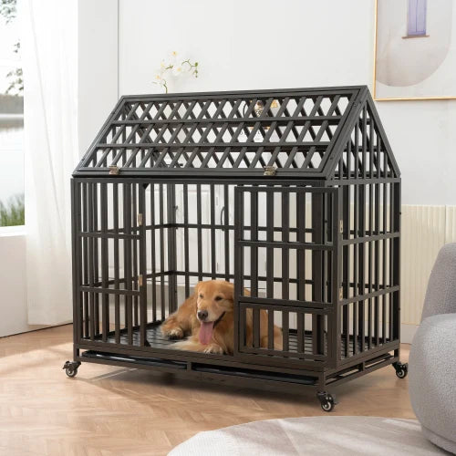 Chenil Renforcé pour Chien avec Toit et Fenêtres – Cage Extérieure Haut de Gamme – Maisons et Mobilier pour Animaux FCJ