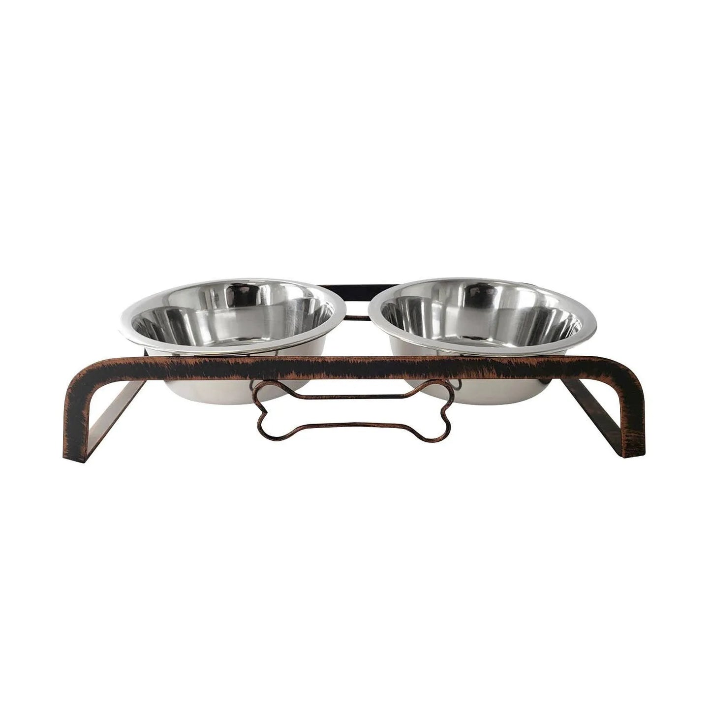 HMS Station d’Alimentation Rustique 2-en-1 pour Animaux – Support Élevé avec Deux Bols de 470 ml (16 oz), Idéal pour Chiens, Chats, et Petits Animaux – Parfait pour l’Extérieur et le Voyage