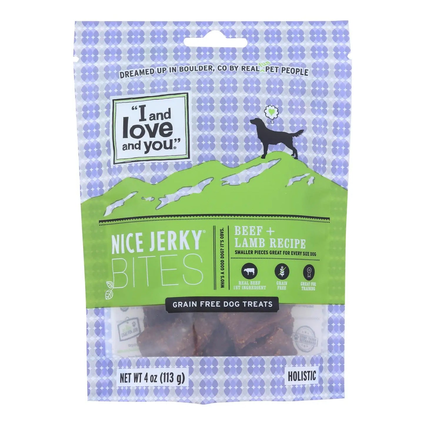 I and Love and You – Bouchées de Jerky Bio au Bœuf et à l’Agneau – Snacks Premium pour Chien – Séchées à l’Air – Lot de 6 Sachets de 113 g