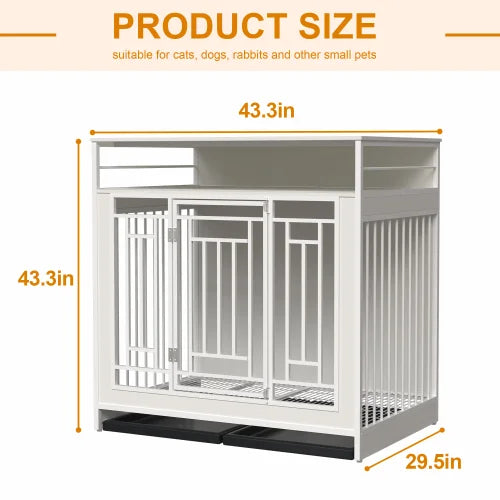 Niche pour Chien en Bois 110 cm avec Séparateur – Grand Meuble pour Animaux FCJ, Maison Intérieure Élégante pour Chiens de Taille Moyenne à Grande