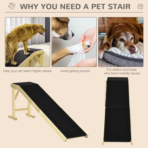 Rampe pour Lit de Chien FCJ avec Tapis Antidérapant et Plateforme Supérieure – Idéale pour Chiens, Chats et Propriétaires Soucieux de leur Confort